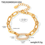 Paved Chunky Chain Link Jewelry Set | Gold