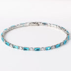 Natural Turquoise Stone Bracelet | White Gold