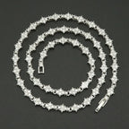 Classic Cluster Tennis Necklace | White Gold