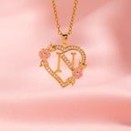 Floral Charm Initial Necklace | Gold