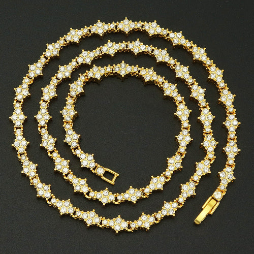 Classic Cluster Tennis Necklace | White Gold