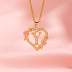 Floral Charm Initial Necklace | Gold