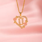 Floral Charm Initial Necklace | Gold