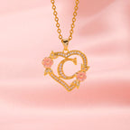 Floral Charm Initial Necklace | Gold