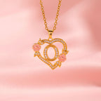 Floral Charm Initial Necklace | Gold