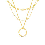 Open Circle Three Row Necklace | White Gold