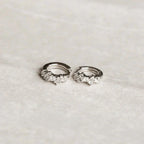 Crystal Cluster Huggies | White Gold