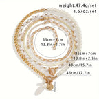 Vintage Pearl & Gold Snake Chain Necklace Set | Gold
