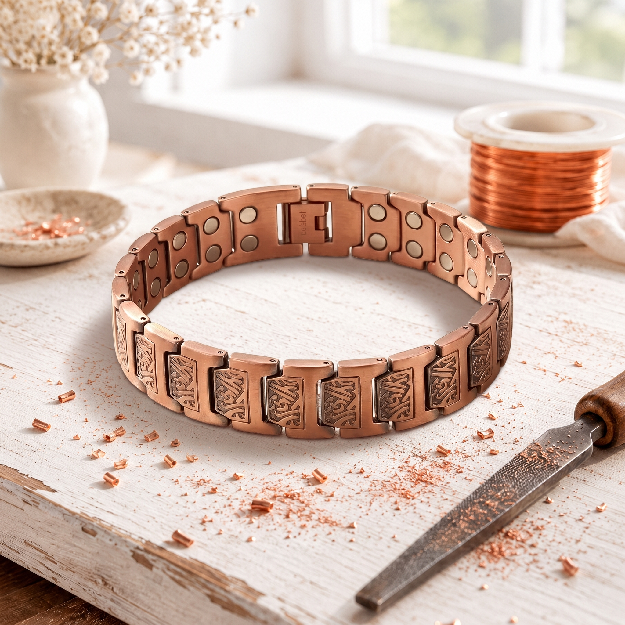Cora's Cipher Men's Copper Bracelet